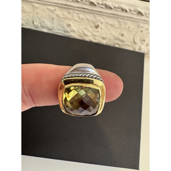 David Yurman 18k Gold 925 Sterling Lemon Citrine Albion Cocktail Ring Size 6.5 - Picture 2 of 9